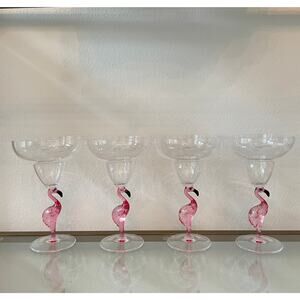 Novogratz Acrylic Pink Flamingo Stemmed Margarita Glass Set of 4 Indoor Outdoor